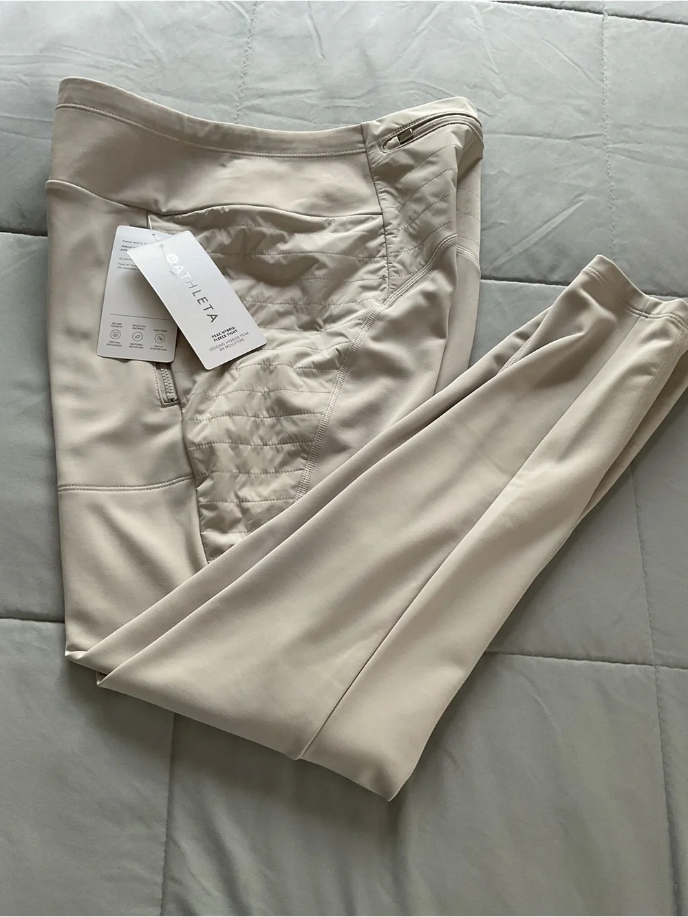 NWT Athleta Peak Hybrid Fleece Tight Leggings Size M Beige